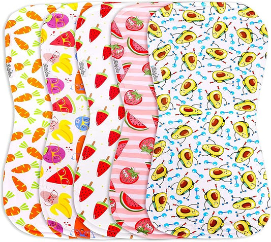 5-Pack Organic Cotton Burp Cloths – Large, Ultra-Soft 3-Layer Towels for Burping, Shoulder & Hand Use, Highly Absorbent