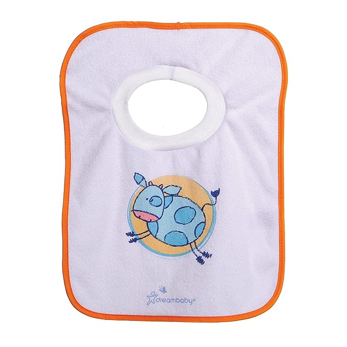 Dreambaby Terry Cloth Cotton Pullover Baby Bibs for Teething Feeding and Drooling - Super Absorbent & Extra Soft - Machine Washable - Farm Animals