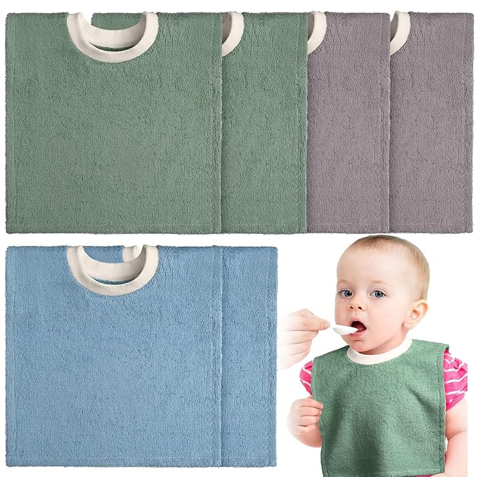 6 Pcs Pullover Baby Bibs Cotton Terry Toddler Absorbent Infant for Feeding and Drooling Towel Slip on Bib(Bright Color)