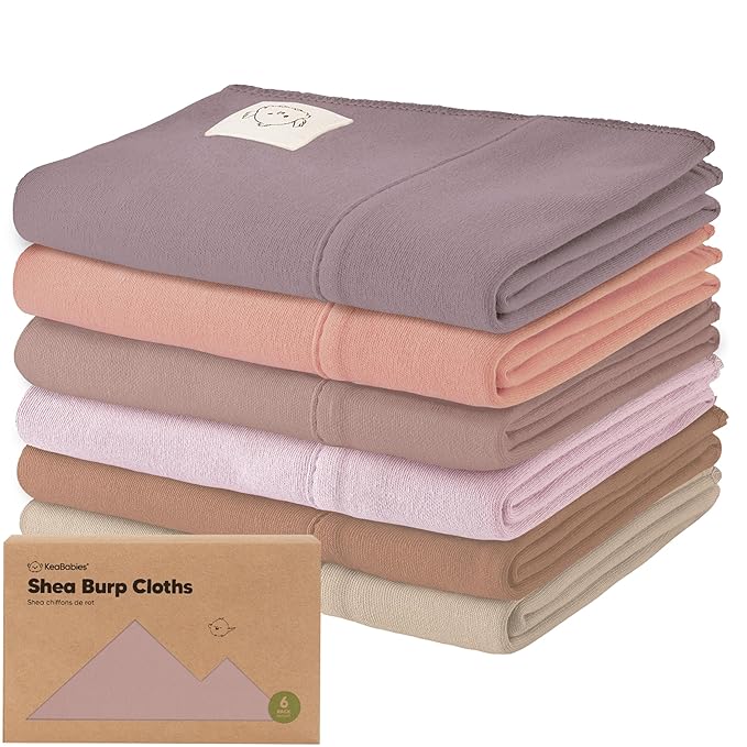 Organic Burp Cloths Baby Boy, Girl - 6-Pack Large Cotton Burping Cloths for Babies, Spit Up Rags, Super Absorbent, Ultra Soft Newborn Rag, Gender Neutral, Machine Washable, Durable (Mauve)