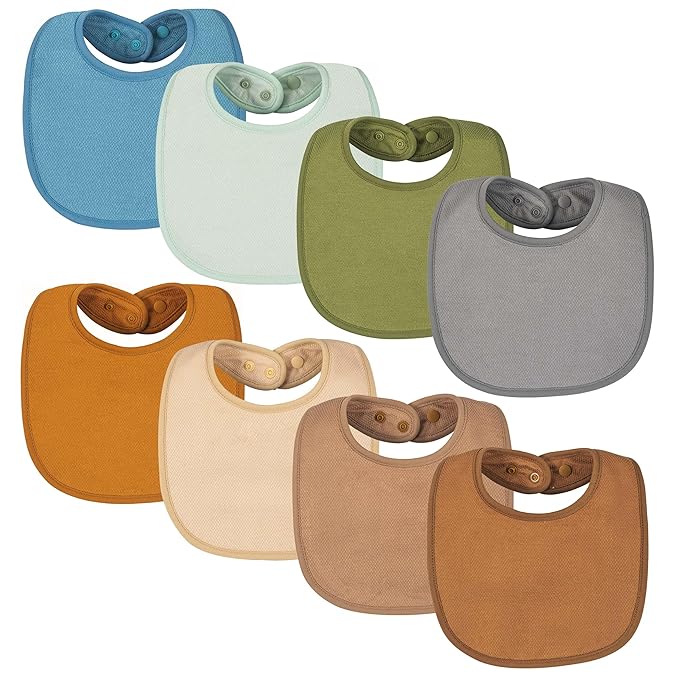 Tiny Twinkle 8 Pack Baby Bibs for Drooling and Teething – Waterproof & Absorbent Bibs for Baby Girl & Boy, Machine Washable Infant Bib Set for Newborns and Toddlers (Boy Set 8-Pack)