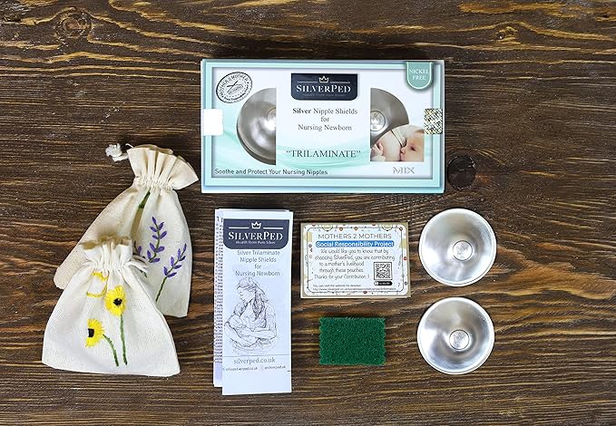 999 Silver Nursing Cups, Silver Nipple Shield, Soothe and Protect Sore Nipples, Silver Nipple Covers Breastfeeding, Silver Nipple Cups, 2 Pieces