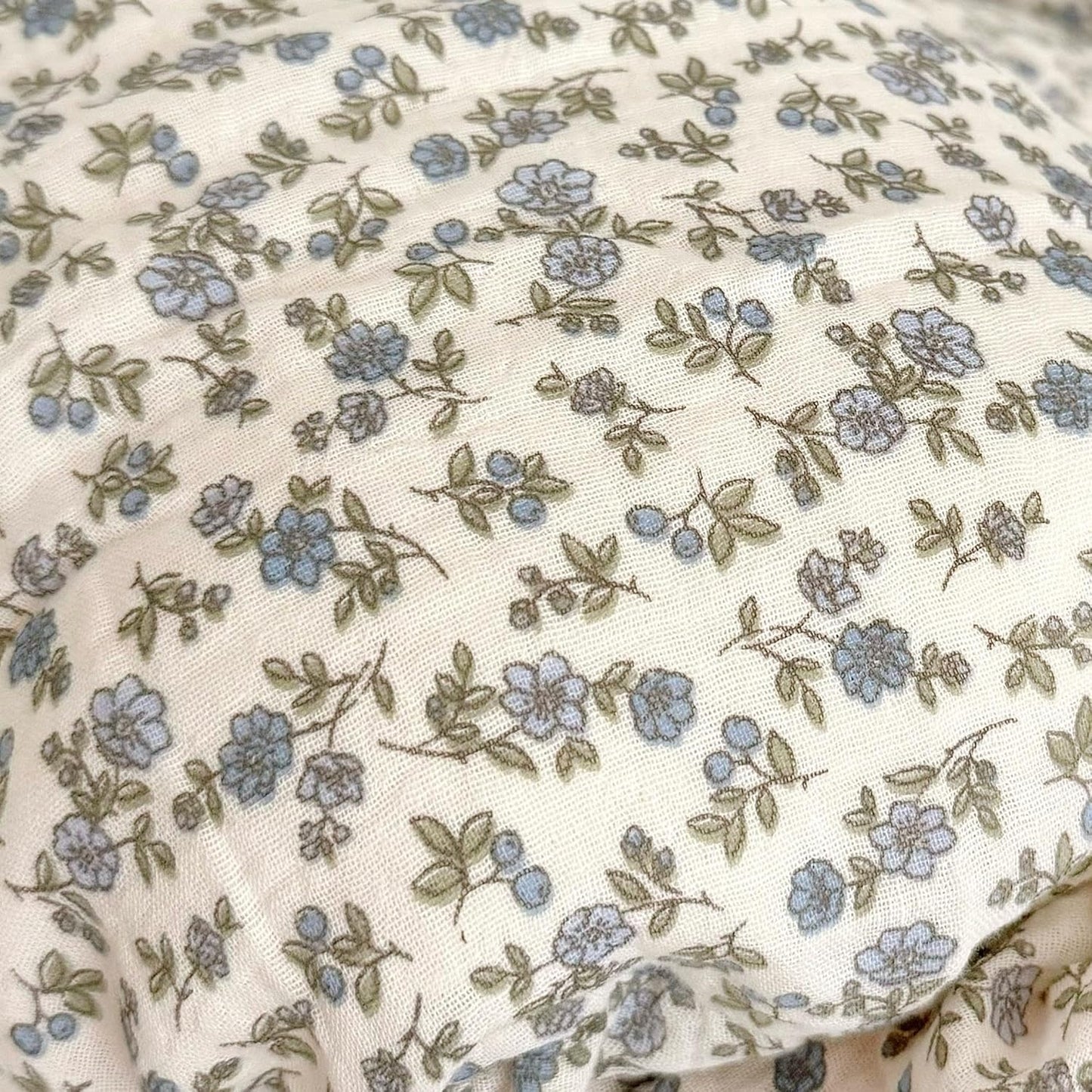 BuLuTu Soft Cotton Kids Pillowcases Standard Size, Blue Floral Toddler Pillowcases for Girls Boys, Cotton Muslin Pillow Protector for Children Bedding Gift, Envelope Closure,20"x26",1 PC