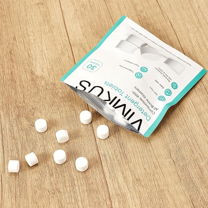 150Pcs Plant-Based Detergent Tablets for Bottle Washer – Baby-Safe, Residue-Free Cleaning for Baby Brezza,GROWNSY,Momcozy and Papablic Bottle Washer