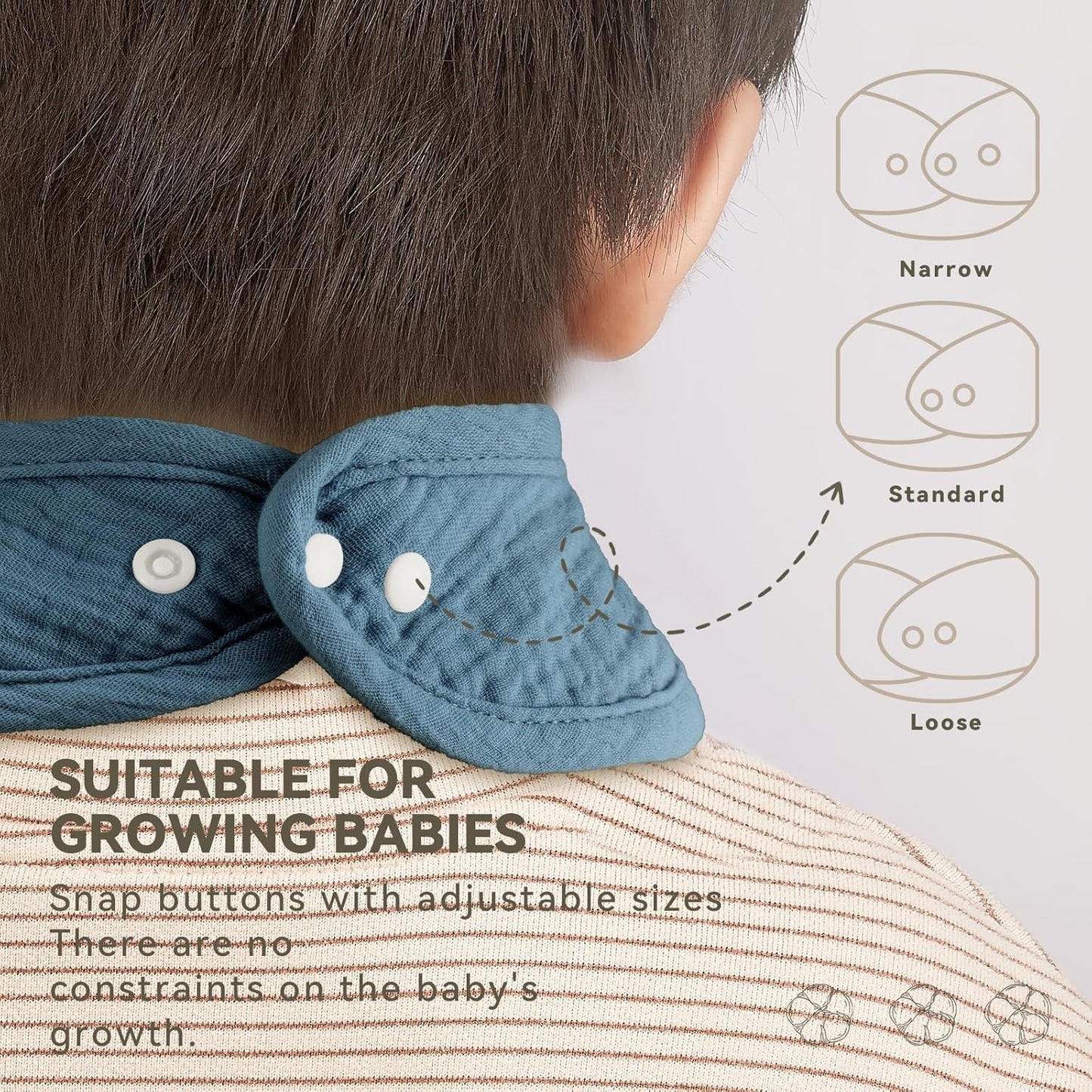 Muslin Baby Bibs for Unisex Boys Girls, Cotton Drool Bibs, Adjustable Newborn Bibs for Drooling and Teething