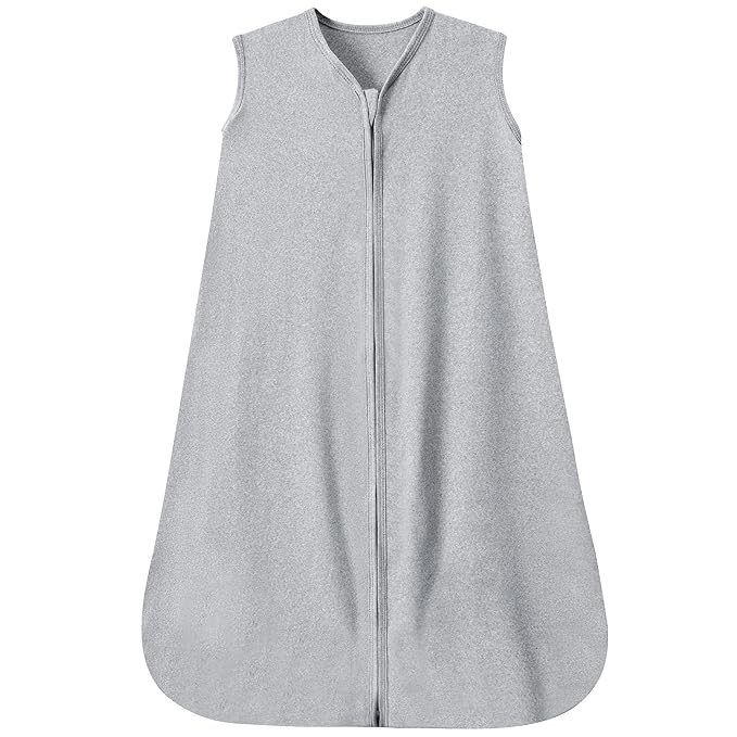 Baby Sleep Sack 6-12 Months Baby Wearable Blanket 100% Rayon Cotton 2-Way Zipper Toddler Sleeping Sack，Comfy Soft Lightweight TOG 0.3(grey)