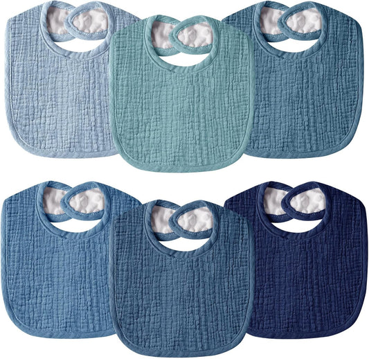 Muslin Baby Bibs for Unisex Boys Girls, Cotton Drool Bibs, Adjustable Newborn Bibs for Drooling and Teething