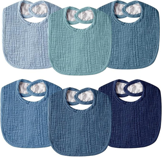 Muslin Baby Bibs for Unisex Boys Girls, Cotton Drool Bibs, Adjustable Newborn Bibs for Drooling and Teething