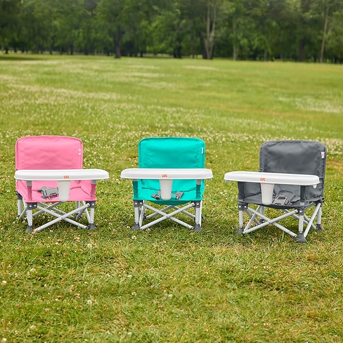 Bright Starts Pop 'N Sit Portable Booster, Indoor/Outdoor Use, Floor Seat with Feeding Tray, Teal, 6 Mos - 3 Yrs