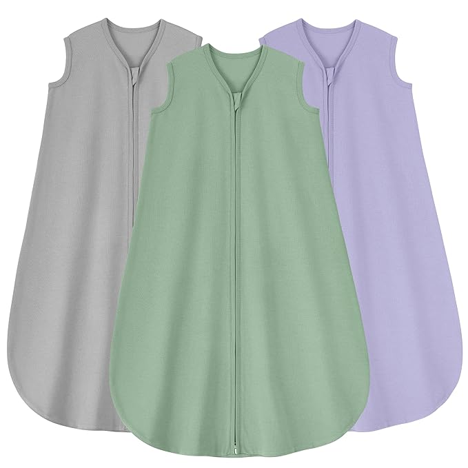 Yoofoss Baby Sleep Sack 0-6 Months 0.5 Tog Wearable Blanket for Baby, 3 Pack 100% Cotton Infant Toddler Sleeping Sack 2-Way Zipper Lightweight Sleep Sack
