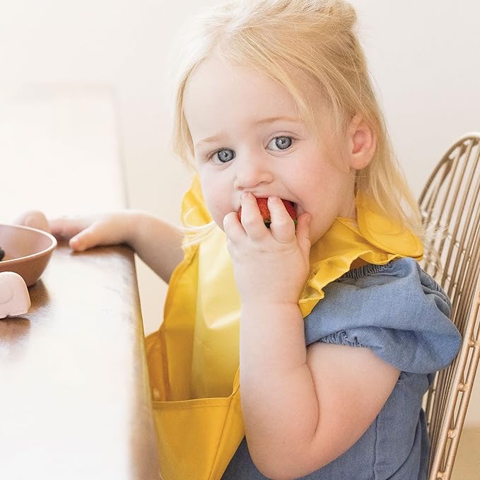 Tiny Twinkle Mess Proof Baby Bibs for Eating – Waterproof, Wipeable Toddler Bibs with Pocket – Baby Food Bibs for Girls & Boys(3 Pack,Petite Safari)