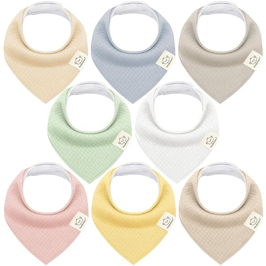 KeaBabies 8-Pack Bandana Bibs for Baby Girls, Boys - Organic Cotton Baby Bibs for Drooling & Teething Newborn, Toddler, Infant 0-36 months, Extra Soft, Absorbent Cloth with Snaps (Dawn/Quin)