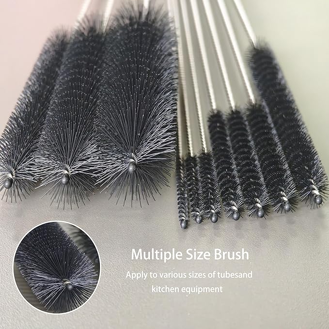 Long Straw Brush, Straw Brush Set 10 Pack, Straw Brush for Tumbler, Sippy Cup, Water Bottle and Hummingbird Feeders.(Black)