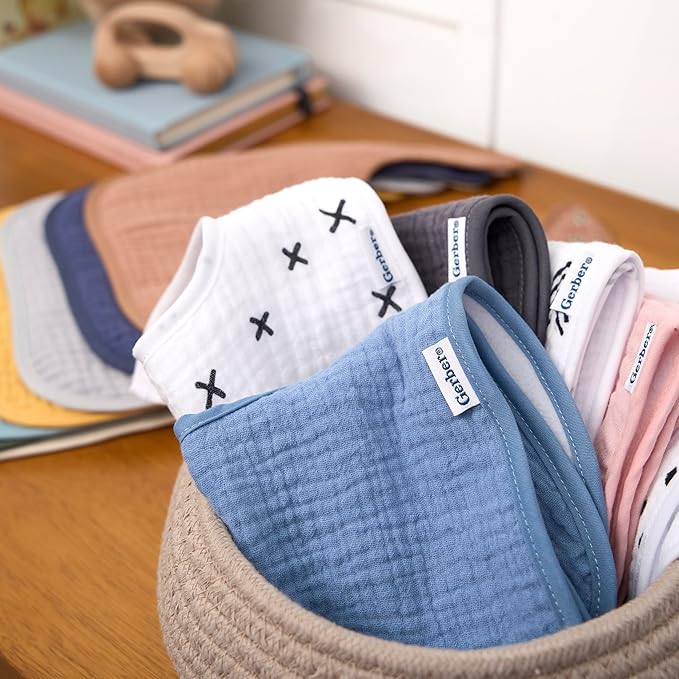 Gerber Unisex Baby Muslin 8 Pack Drooling Bibs