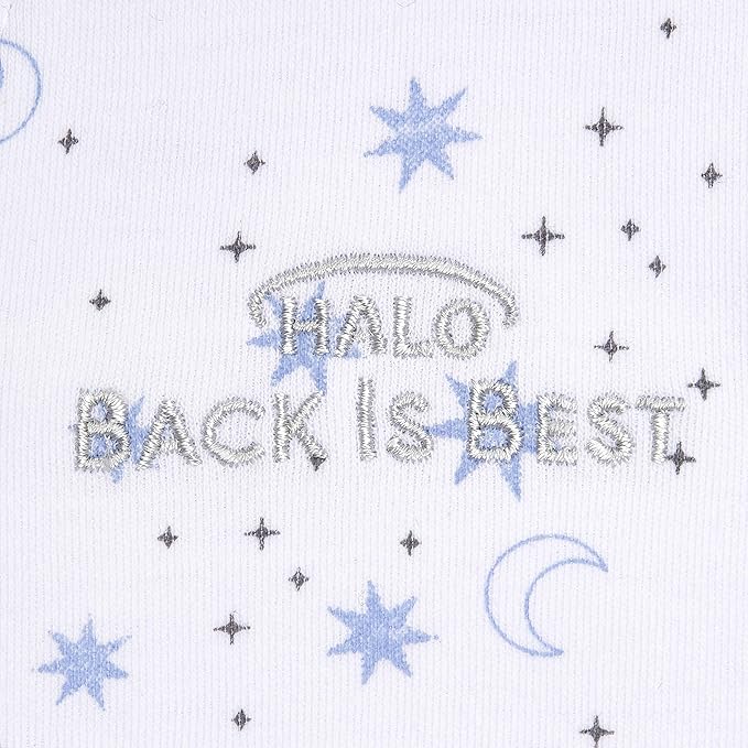 HALO 100% Cotton Sleepsack Swaddle, 3-Way Adjustable Wearable Blanket, TOG 1.5, Midnight Moons Blue, Newborn, 0-3 Months