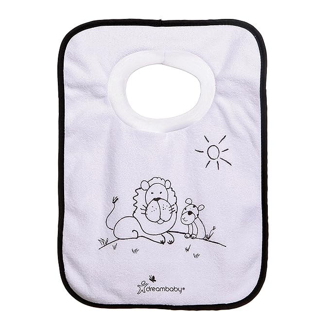 Dreambaby Terry Cloth Cotton Pullover Baby Bibs for Teething Feeding and Drooling - Super Absorbent & Extra Soft - Machine Washable - Jungle Animals