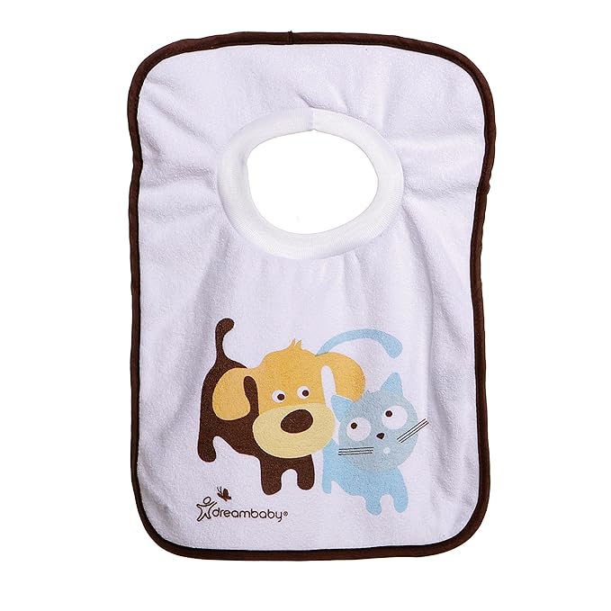 Dreambaby Terry Cloth Cotton Pullover Baby Bibs for Teething Feeding and Drooling - Super Absorbent & Extra Soft - Machine Washable for Easy Cleaning - Pets