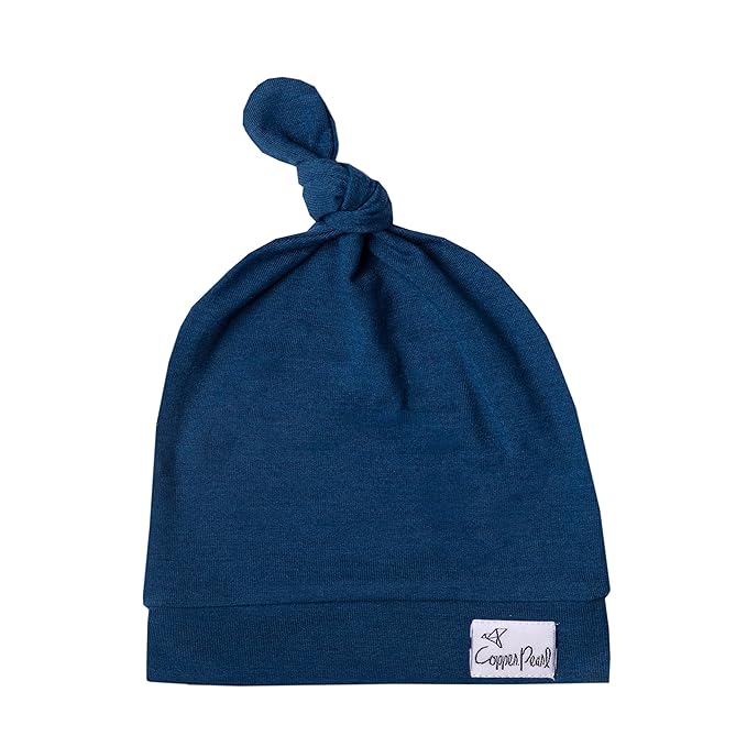 Copper Pearl Baby Beanie Hat Top Knot Stretchy Soft River 0-4mo