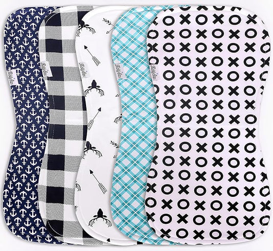 5-Pack Organic Cotton Burp Cloths – Large, Ultra-Soft 3-Layer Towels for Burping, Shoulder & Hand Use, Highly Absorbent