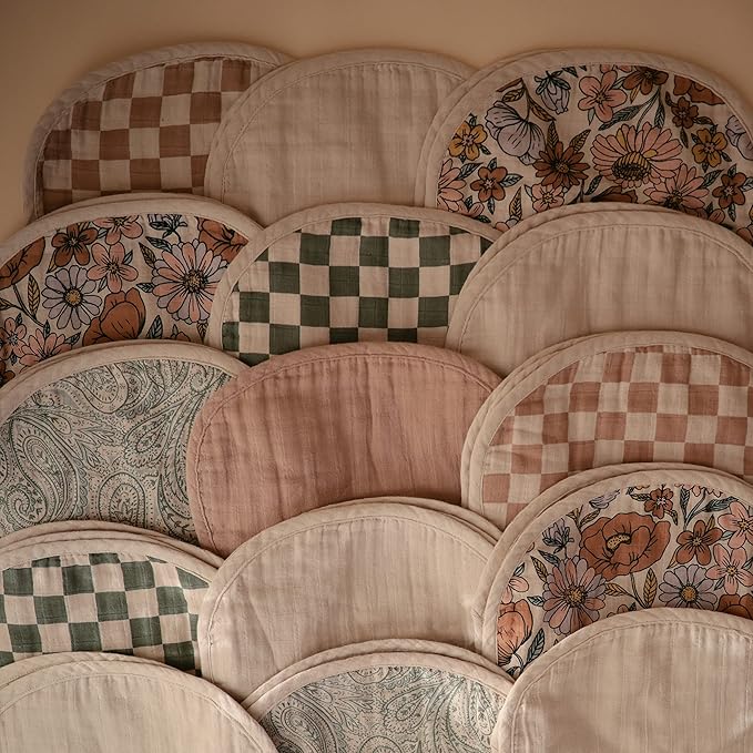 mushie Muslin Baby Burp Cloths | 100% Organic Cotton, Set of 2 (Blush/Fog)