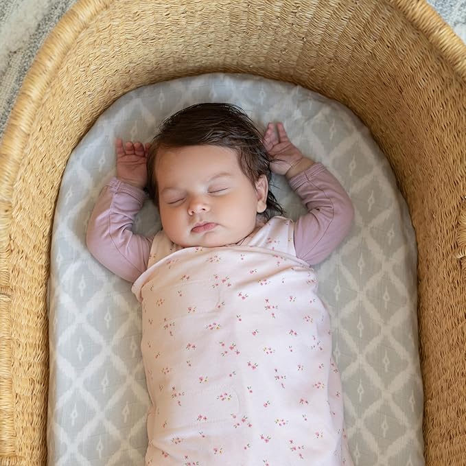 HALO 100% Cotton Sleepsack Swaddle, 3-Way Adjustable Wearable Blanket, TOG 1.5, Pink Floral, Small, 3-6 Months