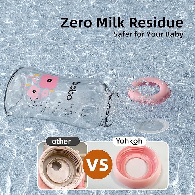 YOHKOH Glass Breast Milk Storage Bottles - 100% Leak-Proof, BPA-Free Breastmilk Storage Containers, Freezer & Dishwasher Safe, Ideal for Nursing Mothers (Red, 5.4oz (Pack of 4))