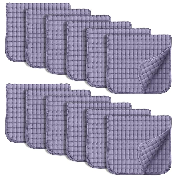 SWEET DOLPHIN 12 Pack Muslin Burp Cloths Large 100% Cotton Hand Washcloths for Baby - Baby Essentials Extra Absorbent and Soft Boys & Girls Milk Spit Up Rags for Newborn Registry - Grey, 20" X10"