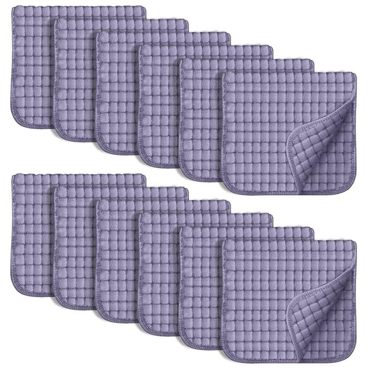 SWEET DOLPHIN 12 Pack Muslin Burp Cloths Large 100% Cotton Hand Washcloths for Baby - Baby Essentials Extra Absorbent and Soft Boys & Girls Milk Spit Up Rags for Newborn Registry - Grey, 20" X10"