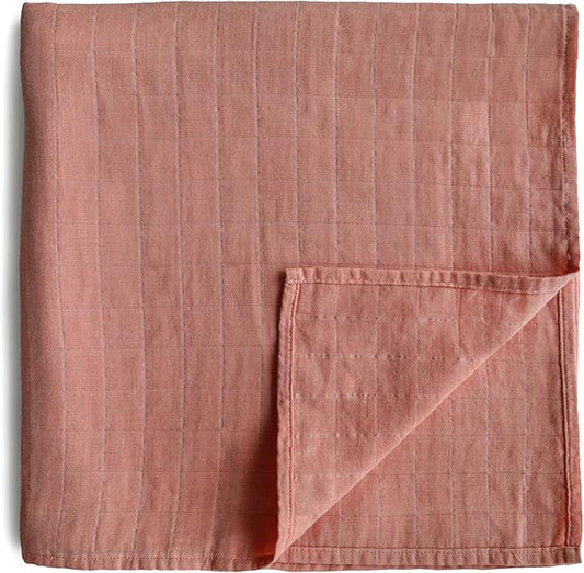 mushie Muslin Baby Swaddle Blanket | 100% Organic Cotton (Cedar)