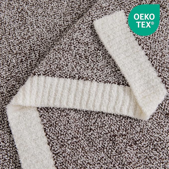 NEXHOME PRO Soft Twin Blankets for Couch, Reversible Warm Blankets Cozy Knit Blanket for Women, Fuzzy Plush Lightweight Throws for Sofa, Bed, Picnic, Coffee Brown, 60 x 80 inches