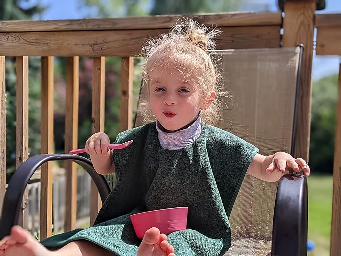 MATZ Terry Towel Slip On Baby Bibs | Full Coverage | Ultra Absorbent 100% Cotton | Pullover For Babies And Toddlers | Feeding Drooling And Teething | Unisex Baby Bib With Soft Ribbed Neck