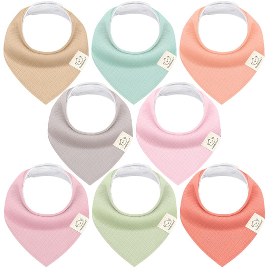 KeaBabies 8-Pack Bandana Bibs for Baby Girls, Boys - Organic Cotton Baby Bibs for Drooling & Teething Newborn, Toddler, Infant 0-36 Months, Extra Soft, Absorbent Cloth with Snaps (Muted Pastel)