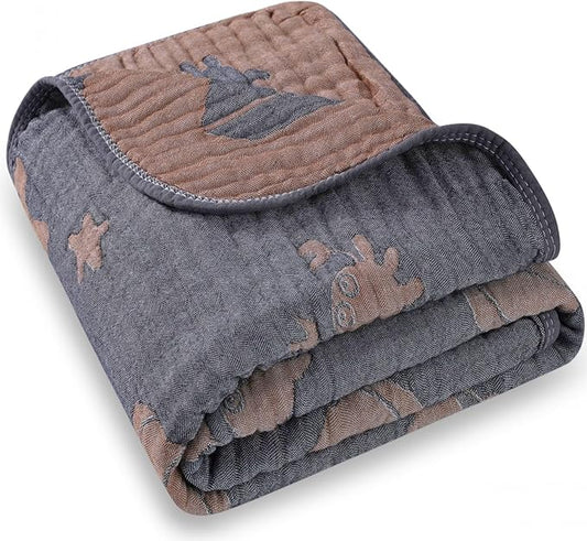 Ultra Soft Muslin Baby Blanket, A Versatile Swaddle and Crib for Babies, Toddlers, Boys, and Girls (1 Pack Ocean)