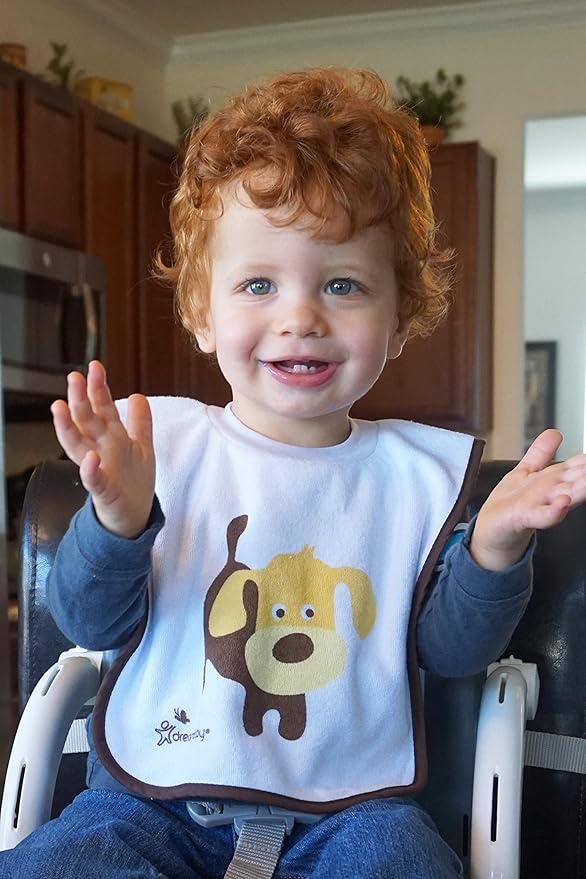 Dreambaby Terry Cloth Cotton Pullover Baby Bibs for Teething Feeding and Drooling - Super Absorbent & Extra Soft - Machine Washable for Easy Cleaning - Pets