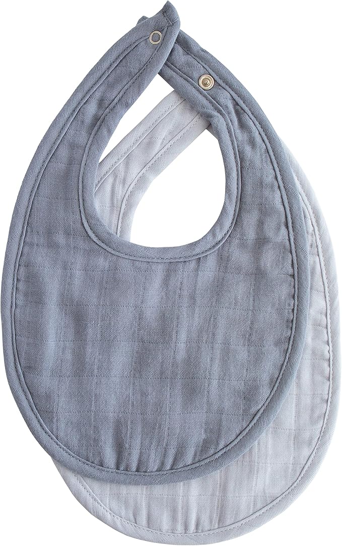 mushie Muslin Baby Bib | Soft Cotton for Infant Drips, Drools & Feedings | Adjustable Fit | 2 Pack