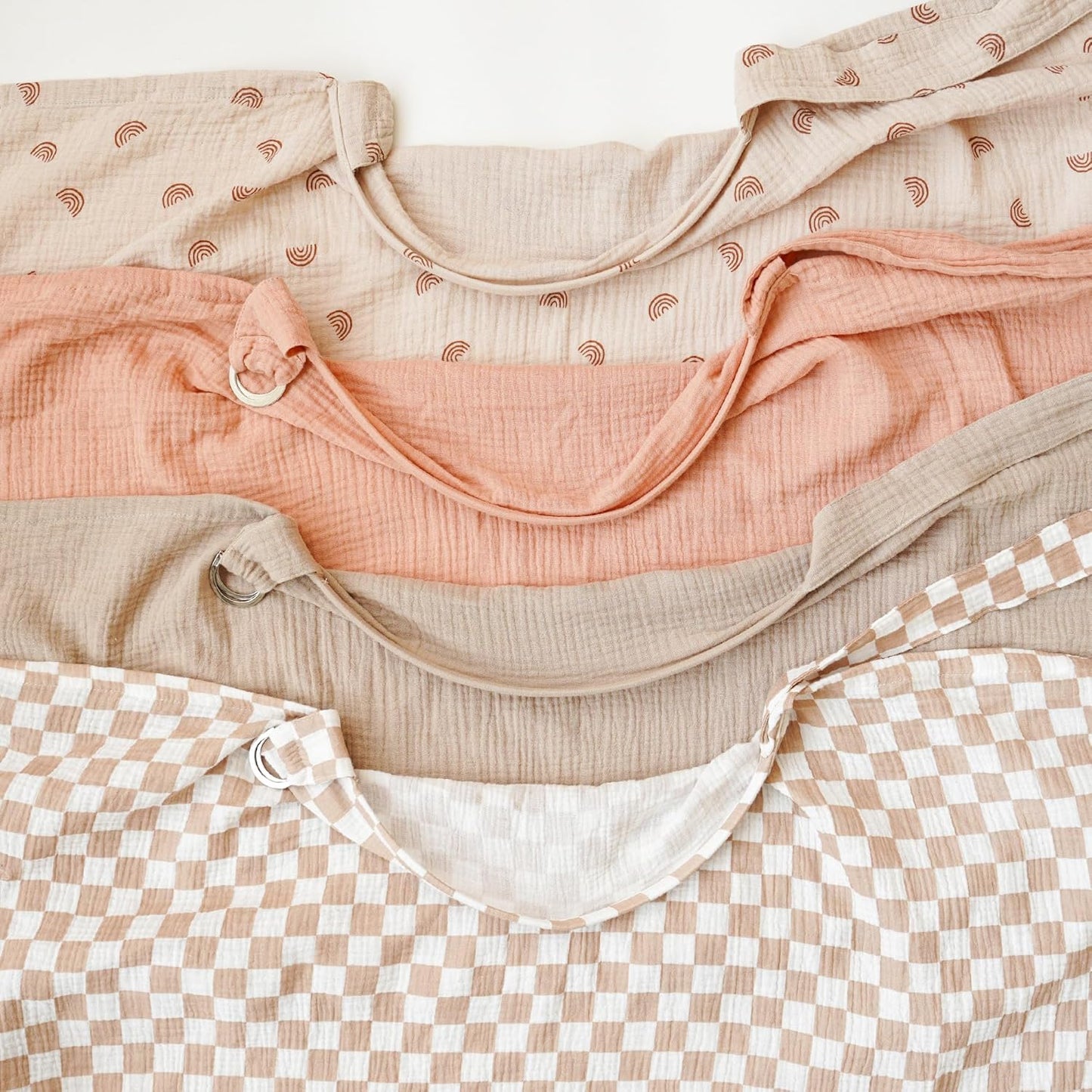 Muslin Nursing Covers for Breastfeeding, Privacy Breast Feeding Cover with Arch Neckline for Mom and Baby, Breathable 100% Cotton Nursing Apron Multi-use Stroller Cover