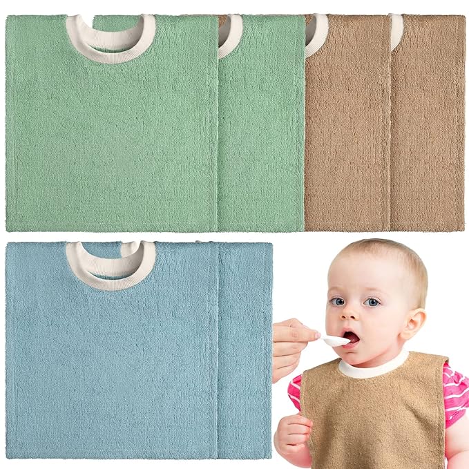 Foaincore 6 Pcs Pullover Baby Bibs Cotton Terry Toddler Absorbent Infant for Feeding and Drooling Towel Slip on Bib(Fresh Color)