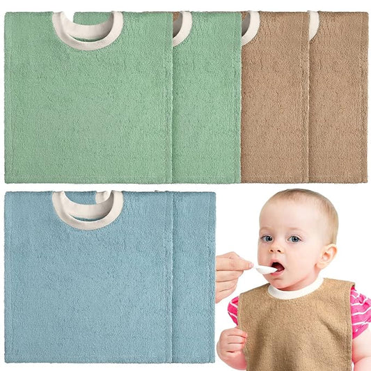 Foaincore 6 Pcs Pullover Baby Bibs Cotton Terry Toddler Absorbent Infant for Feeding and Drooling Towel Slip on Bib(Fresh Color)