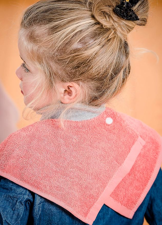 MATZ Terry Towel Snap On Toddler & Baby Bibs | For Feeding Drooling And Teething | Full Coverage For Babies | Ultra Absorbent 100% Cotton Bibs | Unisex | With Soft Ribbed Neck