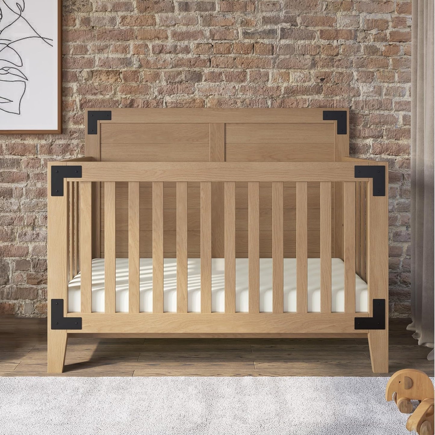 Child Craft Lucas 4-in-1 Convertible Crib, Baby Crib Converts to Day Bed, Toddler Bed and Full Size Bed, 3 Adjustable Mattress Positions, Non-Toxic, Baby Safe Finish (Nutmeg)