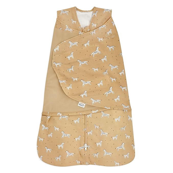 HALO 100% Cotton Sleepsack Swaddle, 3-Way Adjustable Wearable Blanket, TOG 1.5, Serengeti Zebra, Newborn, 0-3 Months