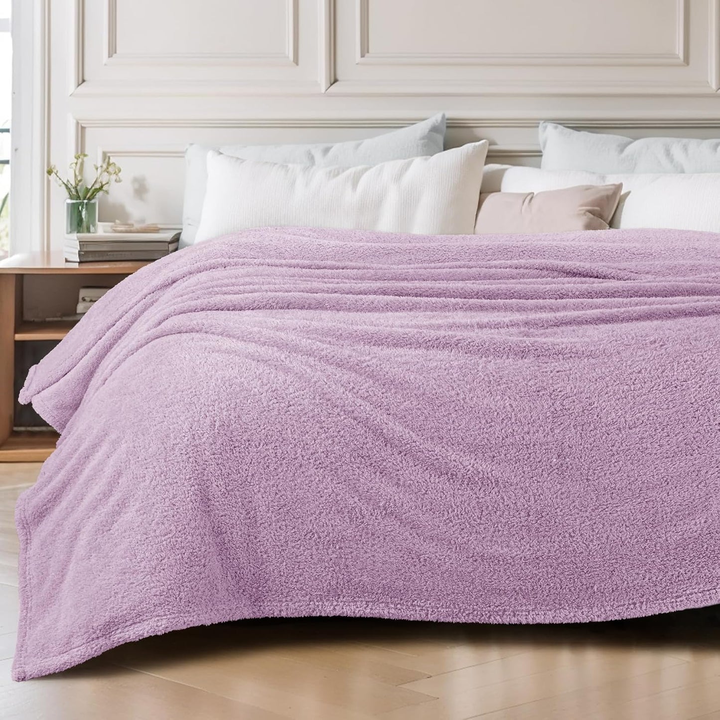 Exclusivo Mezcla Fleece Blanket for Couch, Soft and Cozy Twin Blankets for Women Men Girls Kids, Suitable for All Seasons, Light Purple,60x80 Inches