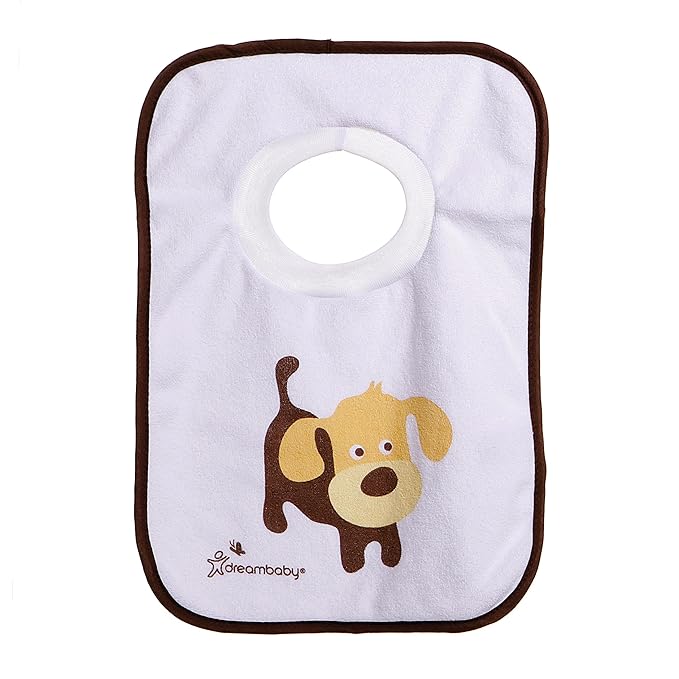 Dreambaby Terry Cloth Cotton Pullover Baby Bibs for Teething Feeding and Drooling - Super Absorbent & Extra Soft - Machine Washable for Easy Cleaning - Pets