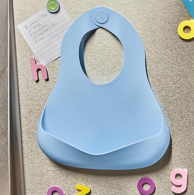 Magnetic Silicone Bibs 2-Pack Waterproof, Dishwasher Safe, BPA Free Food-Grade, Baby Feeding Bib