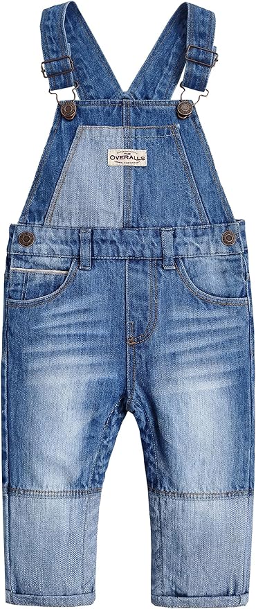 KIDSCOOL SPACE Baby Toddler 2 Buttons Adjustable Straps Fashion Jean Overall