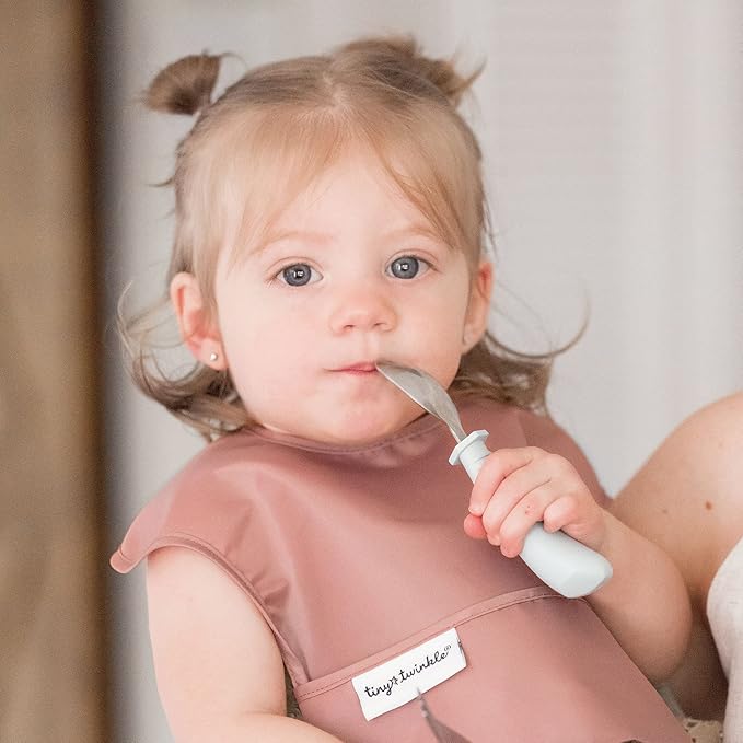 Tiny Twinkle Mess Proof Baby Bibs for Eating – Waterproof, Wipeable Toddler Bibs with Pocket – Baby Food Bibs for Girls & Boys(3 Pack,Sage,Taupe, Dandelion)