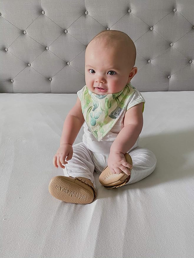 Copper Pearl 4 Pack Soft Cotton Baby Bibs for Drooling and Teething, Absorbent Drool Bibs for Baby Girl and Boy, Adjustable to Fit Newborns to Toddlers, Tons of Styles (Cusco)