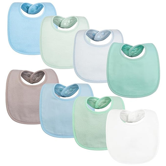 Tiny Twinkle 8 Pack Baby Bibs for Drooling and Teething – Waterproof & Absorbent Bibs for Baby Girl & Boy, Machine Washable Infant Bib Set for Newborns and Toddlers (Boy Pastel New 8-Pack)