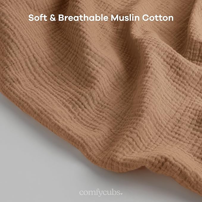 Comfy Cubs Muslin Nursing Cover, Pack of 1, 100% Muslin Breastfeeding Cover - Soft & Breathable Baby Nursing Scarf with Adjustable Neck Strap - Portable, Lightweight & Privacy Coverage - Cedar