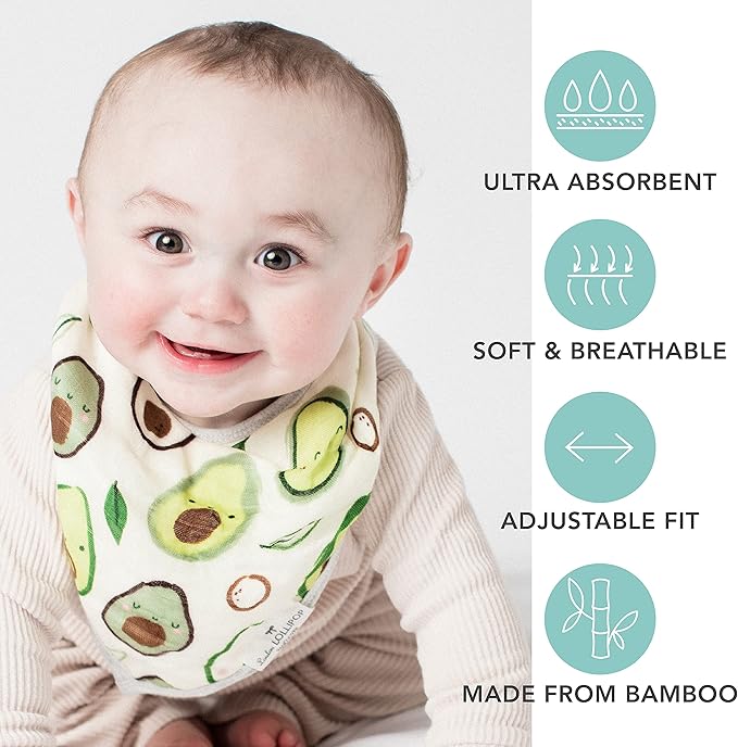 Loulou Lollipop Muslin Bandana Bib Drool Bib Set for Baby Girl and Boy, Adjustable 3 to 36 Months, 2 Pack